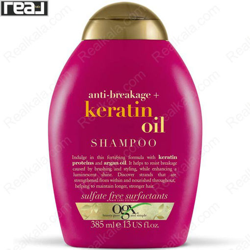 شامپو روغن کراتین او جی ایکس ضد شکستگی مو Ogx Anti Breakage Keratin Oil Shampoo 385ml