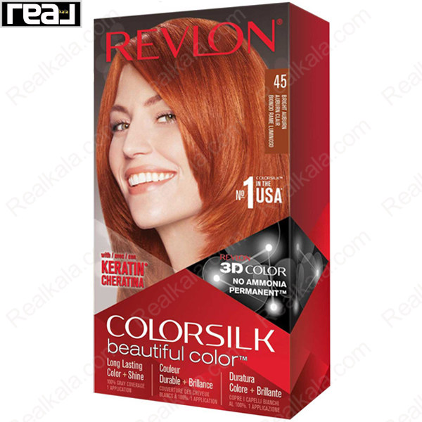 تصویر  کیت رنگ مو فاقد آمونیاک رولون شماره 45 Revlon Colorsilk Beautiful Hair Color