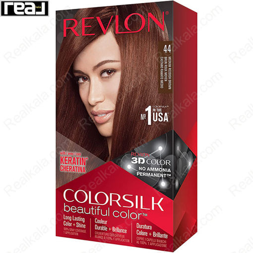 کیت رنگ مو فاقد آمونیاک رولون شماره 44 Revlon Colorsilk Beautiful Hair Color Medium Reddish Brown