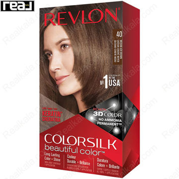 رنگ مو Revlon Colorsilk Beautiful Color شماره 40 با فرمول بدون آمونیاک و تکنولوژی Keratin و 3D Color برای ایجاد رنگ قهوه‌ای طبیعی با درخشندگی و ماندگاری بالا