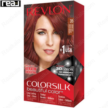رنگ مو Revlon Colorsilk Beautiful Color شماره 35 با فرمول بدون آمونیاک، حاوی کراتین و تکنولوژی 3D Color برای ایجاد رنگ قرمز زنده با درخشندگی و ماندگاری بالا