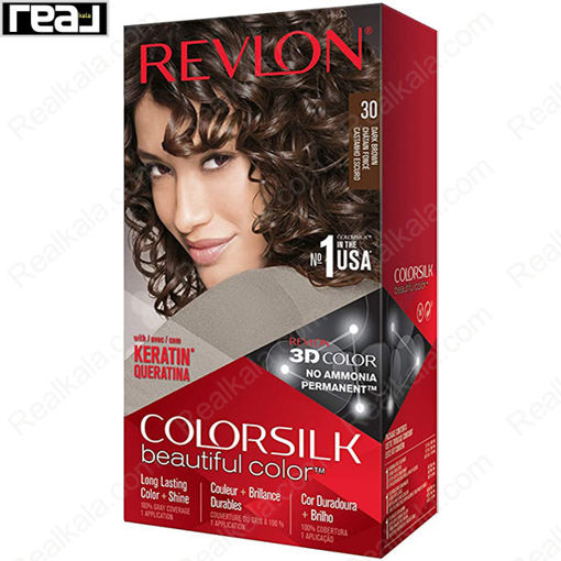 کیت رنگ مو فاقد آمونیاک رولون شماره 30 Revlon Colorsilk Beautiful Hair Color Dark Brown