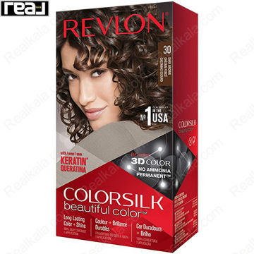 رنگ مو Revlon Colorsilk Beautiful Color شماره 30 با فرمول بدون آمونیاک، حاوی کراتین و تکنولوژی 3D Color برای ایجاد رنگ قهوه‌ای تیره طبیعی با درخشندگی بالا و ماندگاری طولانی