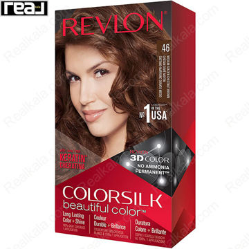 رنگ مو Revlon Colorsilk Beautiful Color شماره 46 با فرمول بدون آمونیاک، حاوی کراتین و تکنولوژی 3D Color برای ایجاد رنگ قهوه‌ای شاه‌بلوطی با تم طلایی متوسط و درخشندگی طبیعی