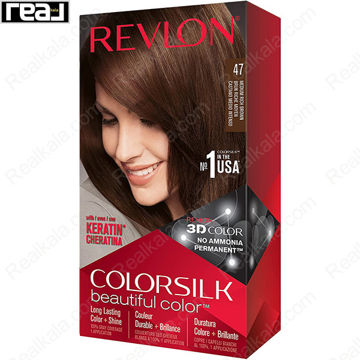 تصویر  کیت رنگ مو فاقد آمونیاک رولون شماره 47 Revlon Colorsilk Beautiful Hair Color Medium Rich Brown