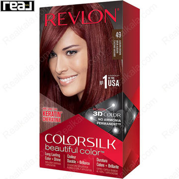 رنگ مو Revlon Colorsilk Beautiful Color شماره 49 با فرمول بدون آمونیاک، حاوی کراتین و تکنولوژی 3D Color برای ایجاد رنگ قهوه‌ای بلوطی متوسط با درخشندگی طبیعی و ماندگاری بالا