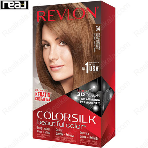 کیت رنگ مو فاقد آمونیاک رولون شماره 54 Revlon Colorsilk Beautiful Hair Color Light Golden Brown