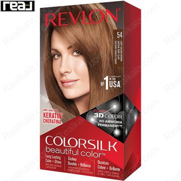 رنگ مو Revlon Colorsilk Beautiful Color شماره 54 با فرمول بدون آمونیاک، حاوی کراتین و تکنولوژی 3D Color برای ایجاد رنگ قهوه‌ای طلایی روشن با درخشندگی و ماندگاری بالا