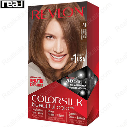 کیت رنگ مو فاقد آمونیاک رولون شماره 51 Revlon Colorsilk Beautiful Hair Color Light Brown