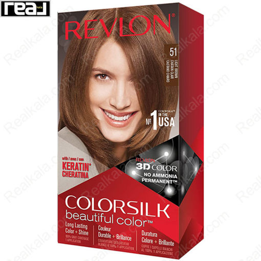 کیت رنگ مو فاقد آمونیاک رولون شماره 51 Revlon Colorsilk Beautiful Hair Color