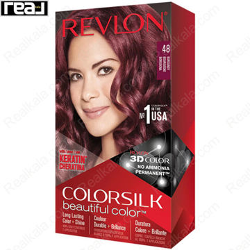 رنگ مو Revlon Colorsilk Beautiful Color شماره 48 با فرمول بدون آمونیاک، حاوی کراتین و تکنولوژی 3D Color برای ایجاد رنگ شرابی بورگاندی با درخشندگی طبیعی و ماندگاری بالا
