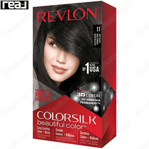 کیت رنگ مو فاقد آمونیاک رولون شماره 11 Revlon Colorsilk Beautiful Hair Color Soft Black