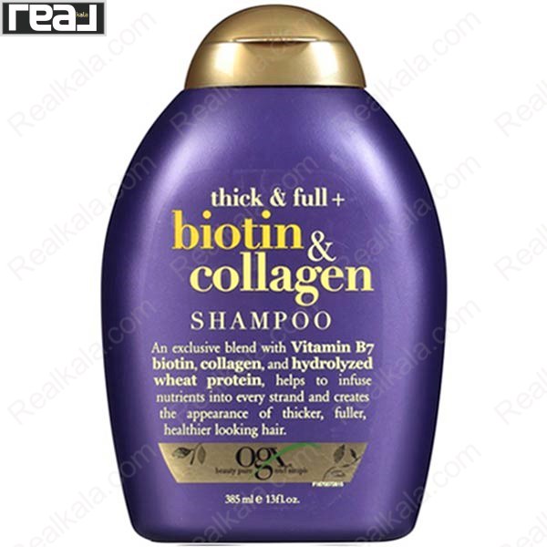 تصویر  شامپو بیوتین و کلاژن او جی ایکس OGX thick And Full Biotin & Collagen Shampoo 385ml