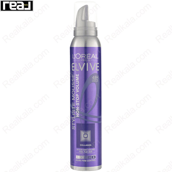 تصویر  موس مو لورال مدل نان استاپ ولوم شماره 5 Loreal Elvive Styliste Mousse Non Stop Volume