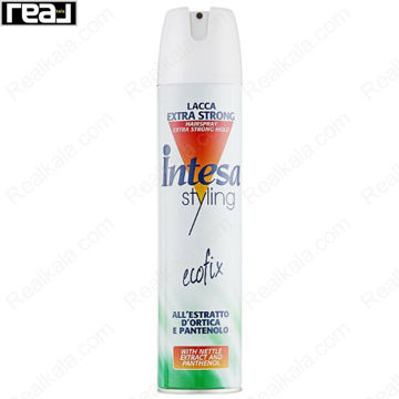 اسپری حالت‌دهنده مو اینتسا Ecofix Extra Strong Hold با عصاره گزنه و پانته‌نول برای حفظ حالت موها