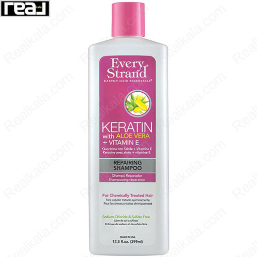 شامپو ترمیم‌ کننده اوری استرند حاوی آلوئه‌ ورا و ویتامین ای Every Strand Aloe Vera Vitamin E Shampoo 399ml
