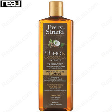 شامپو آبرسان Every Strand Shea & Coconut Oil Extracts Deep Moisture Shampoo برای نرم‌کنندگی و رطوبت‌رسانی عمیق موهای خشک و ضخیم حجم 399 میلی‌لیتر