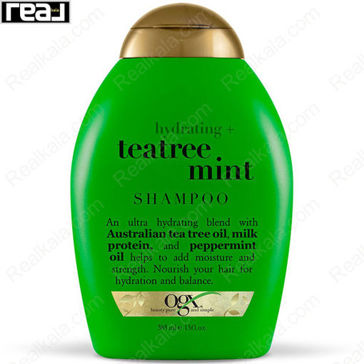 شامپو او جی ایکس نعناع، درخت چای و پروتئین شیر Ogx Hydrating Tea Tree Mint Shampoo 385ml