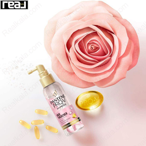 سرم ضخیم‌کننده مو Pantene Pro‑V Miracles Hair Thickener با کپسول Pro‑V و طراحی الهام‌گرفته از گل رز برای تقویت، نرمی و افزایش ضخامت مو