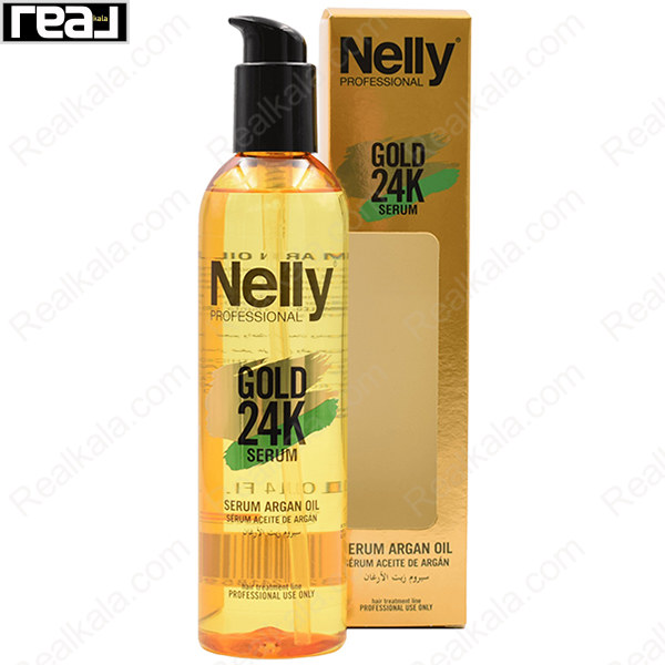 تصویر  سرم روغن آرگان نلی ضد موخوره و ترمیم کننده Nelly Gold 24K Serum Argan Oil 300ml