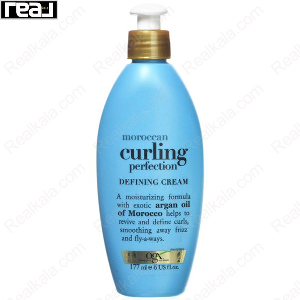 کرم حالت‌دهنده و تعریف‌کننده موی فر OGX Moroccan Curling Perfection حاوی روغن آرگان مراکشی برای احیای فرها، رفع وز و افزایش نرمی مو