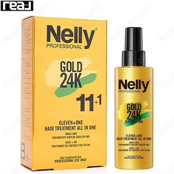 تصویر  کرم اسپری (امولوسیون) ترمیم کننده مو 1+11 گلد نلی Nelly Gold 24K Keratin Eleven+One Hair Treatment All In One