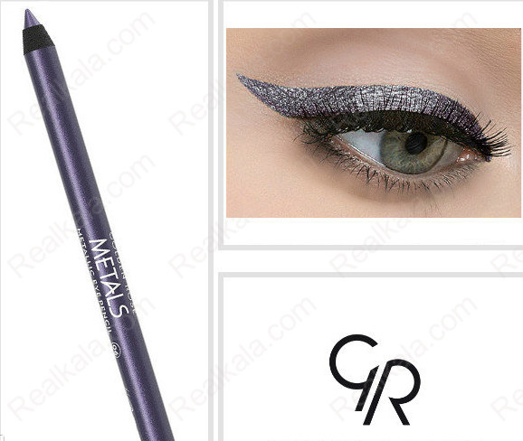 تست رنگ و سواچ مداد چشم متالیک بنفش گلدن رز شماره 06 روی چشم