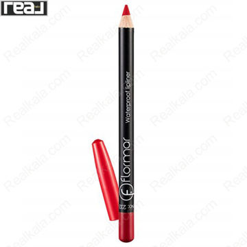 مداد لب ضد آب فلورمار شماره 233 رنگ قرمز Dramatic Red با درپوش باز شده