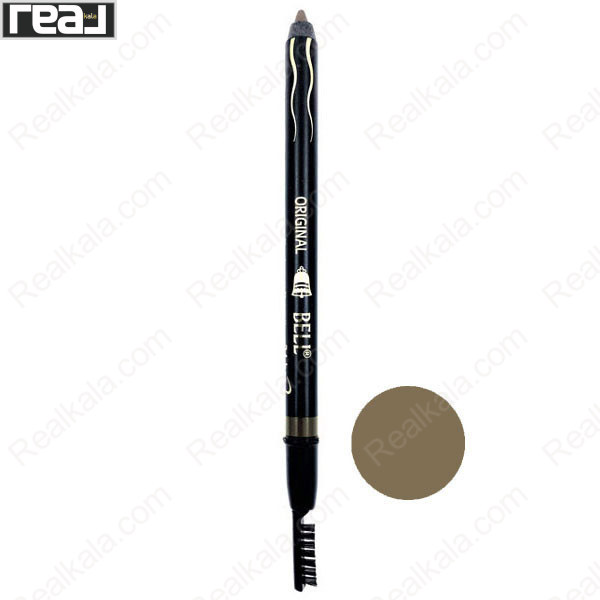 مداد ابرو ضد آب بل مدل Tattoo & Super Waterproof 24hrs شماره 108 با برس انتهایی، بافت مخملی و رنگ روشن خنثی، مناسب فرم‌دهی طبیعی ابرو