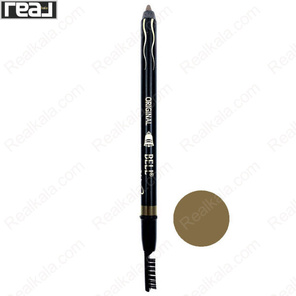مداد ابرو ضد آب بل مدل Tattoo & Super Waterproof 24hrs شماره 106 با برس انتهایی، بافت مخملی و رنگ قهوه‌ای روشن خنثی، مناسب فرم‌دهی طبیعی ابرو