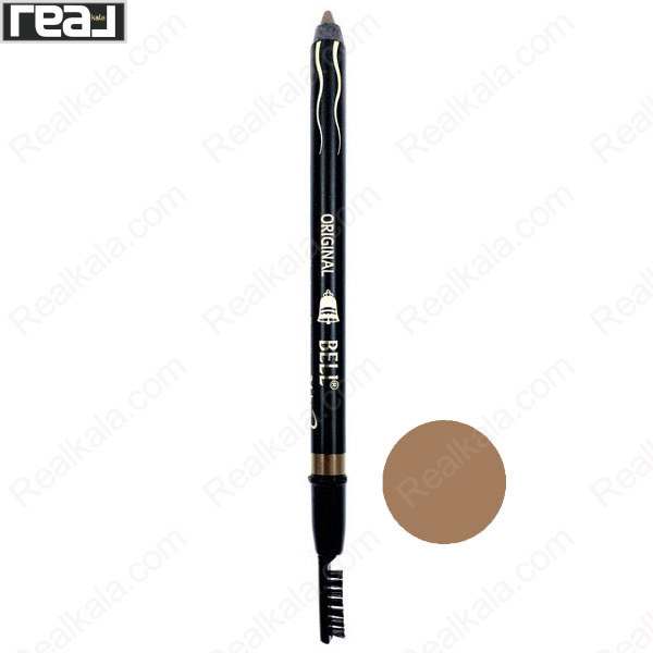 مداد ابرو ضد آب بل مدل Tattoo & Super Waterproof 24hrs شماره 105 با برس انتهایی، بافت مخملی و رنگ قهوه‌ای گرم، مناسب فرم‌دهی و پر کردن ابرو