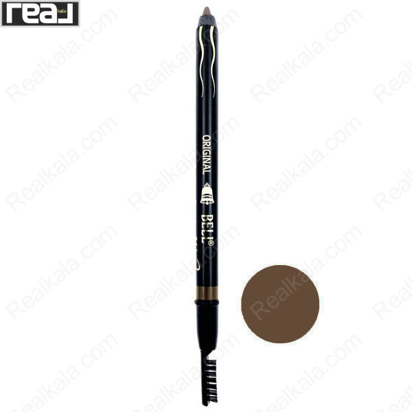 مداد ابرو ضد آب بل مدل Tattoo & Super Waterproof 24hrs شماره 102 با برس انتهایی، بافت مخملی و رنگ قهوه‌ای طبیعی، مناسب فرم‌دهی ابرو