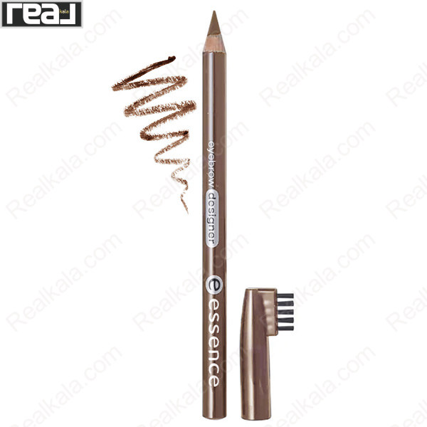 مداد ابرو Essence Eyebrow Designer شماره 04 Blonde با رنگ قهوه‌ای روشن، برس انتهایی و بافت نرم برای فرم‌دهی طبیعی ابرو