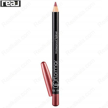مداد لب ضد آب فلورمار شماره 203 رنگ صورتی Subdued Pink با درپوش باز شده