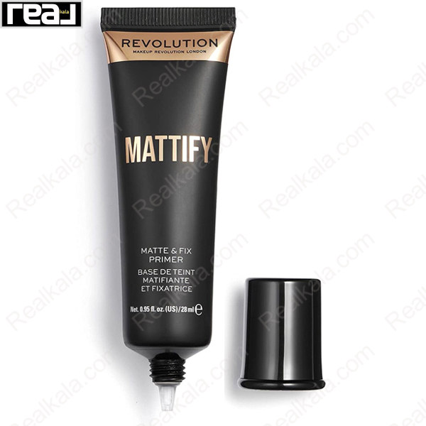 پرایمر مات و فیکس کننده رولوشن مدل Mattify Matte & Fix با تیوب مشکی و درپوش جداشده
