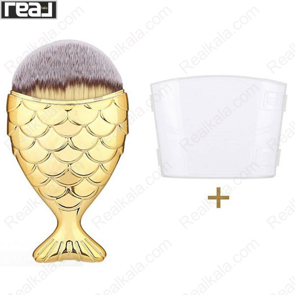 تصویر  براش کرم پودر، کانتور و رژگونه طرح ماهی رنگ طلایی Multipurpose Brush