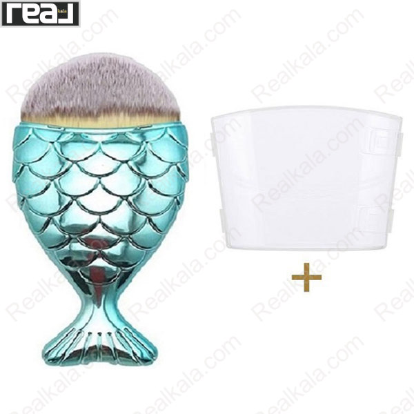 تصویر  براش کرم پودر، کانتور و رژگونه طرح ماهی رنگ آبی Multipurpose Brush