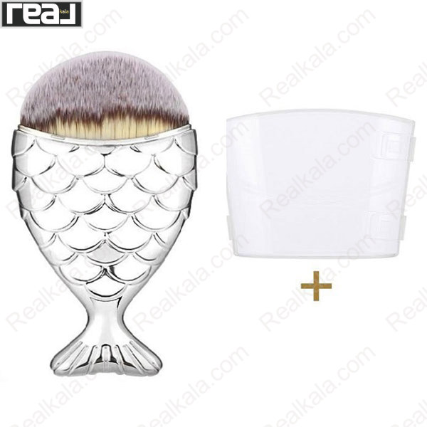 تصویر  براش کرم پودر، کانتور و رژگونه طرح ماهی رنگ نقره ای Multipurpose Brush