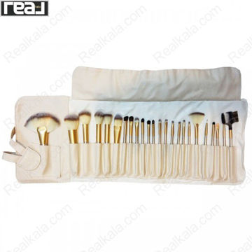 مجموعه کامل براش آرایشی 24 تکه زد وان مدل Z-345 با دسته کرمی و سری طلایی