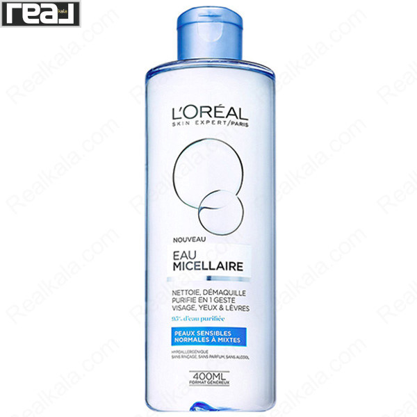 تصویر  محلول پاک کننده میسلار واتر لورال مناسب پوست حساس، نرمال تا مختلط Loreal Micellar Water For Sensetive & Normal to Mixed Skin