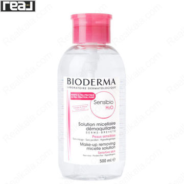 تصویر  محلول پاک کننده آرایش میسلار واتر بایودرما مناسب پوست خشک و حساس پمپی Bioderma Sensibio H2O MakeUp Remover Face 500ml