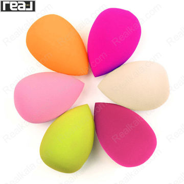 تصویر چند پد آرایشی اشکی Kokuryu Small Powder Puff در رنگ‌های متنوع با فرم قطره‌ای، بدنه اسفنجی نرم و سایز کوچک