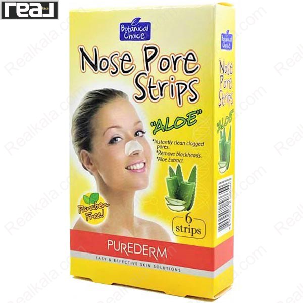 تصویر  چسب پاک کننده قوی منافذ بینی پیوردرم آلوئه ورا بسته 6 عددی Purederm Deep Cleansing Nose