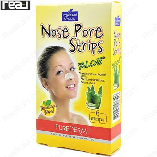 چسب پاک کننده قوی منافذ بینی پیوردرم آلوئه ورا بسته 6 عددی Purederm Deep Cleansing Nose