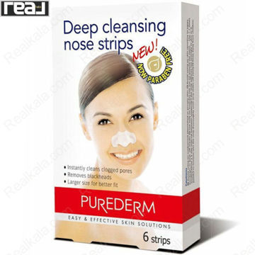 تصویر  چسب پاک کننده قوی منافذ بینی پیوردرم بسته 6 عددی Purederm Deep Cleansing Nose