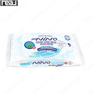 تصویر  دستمال مرطوب پاک کننده دست و صورت نینو 10 عددی Nino Cleansing Wipes