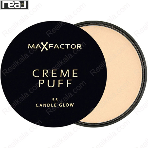 پنکک مکس فکتور سری Creme Puff شماره 55 رنگ Candle Glow با درپوش مشکی