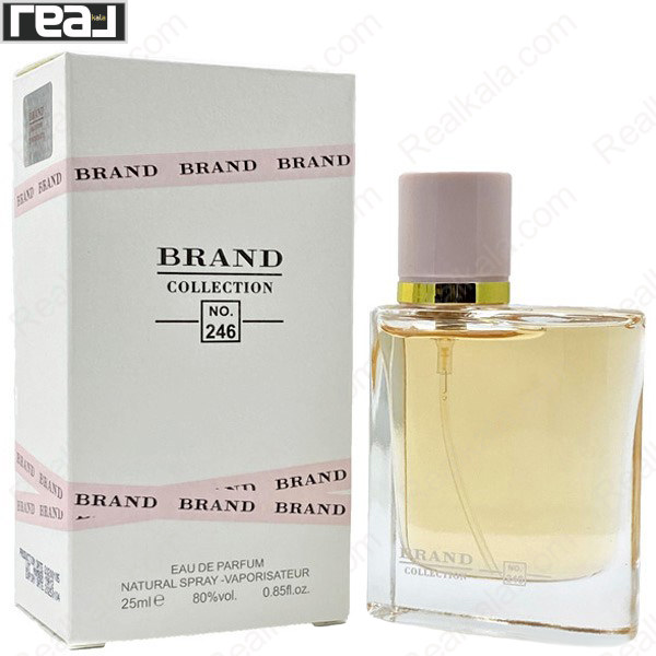 شیشه و جعبه ادکلن برند کالکشن 246 باربری هر زنانه با طراحی سفید‑صورتی و بسته‌بندی مینیمال