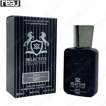 بطری و جعبه ادکلن سلکتیو کالکشن کد 187 مردانه Pegasus با طراحی نقره‌ای و نماد دو اسب