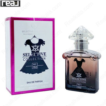 بطری و جعبه ادکلن سلکتیو کالکشن کد 182 زنانه La Petite Robe Noire با طراحی هنری و مایع تیره
